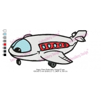 Happy Plane Embroidery Design 02